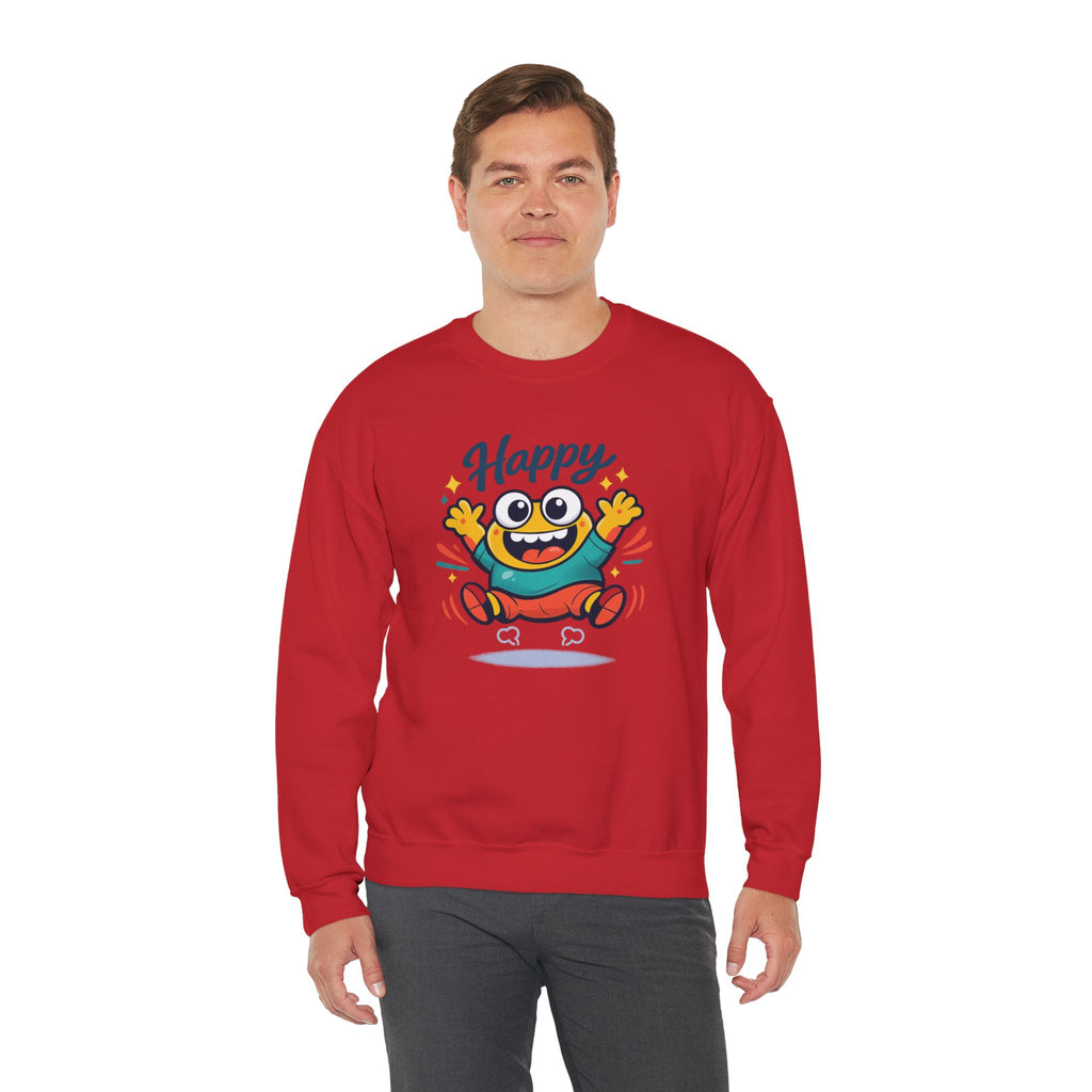 Happy Blob Cartoon Crewneck Sweatshirt | kawaii minimal, thick outline