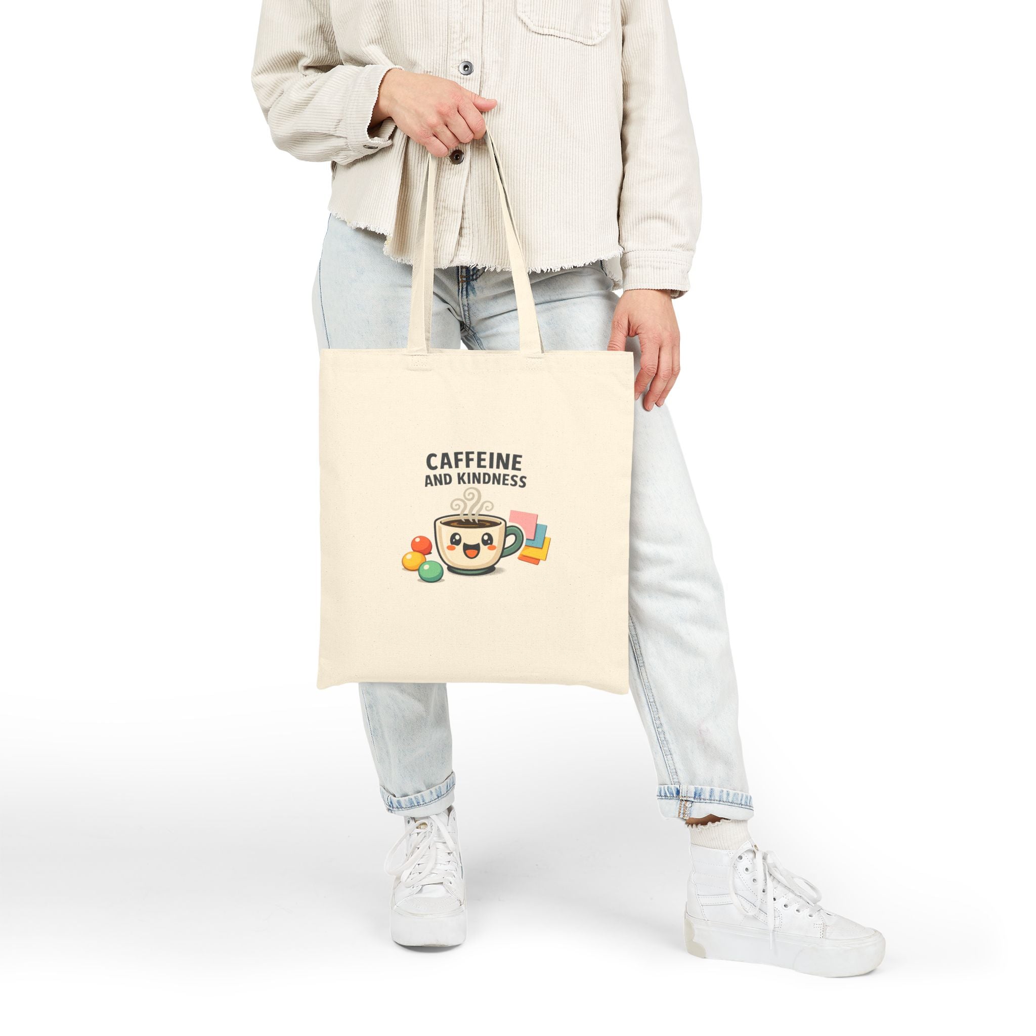Caffeine and Kindness Tote - Cotton Canvas Everyday Bag