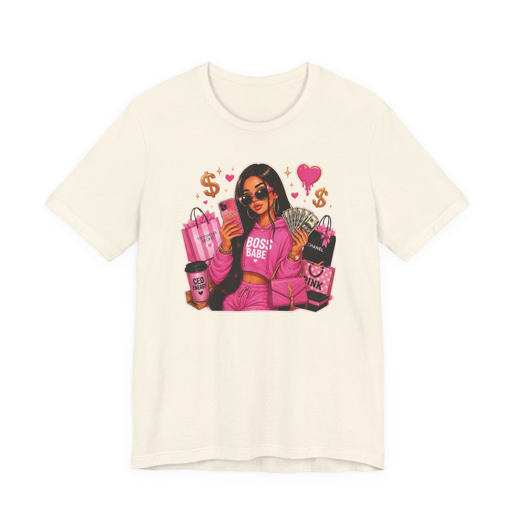 Boss Babe Pink Fashion Tee — Women’s Glam Money & Shopping Graphic Shirt