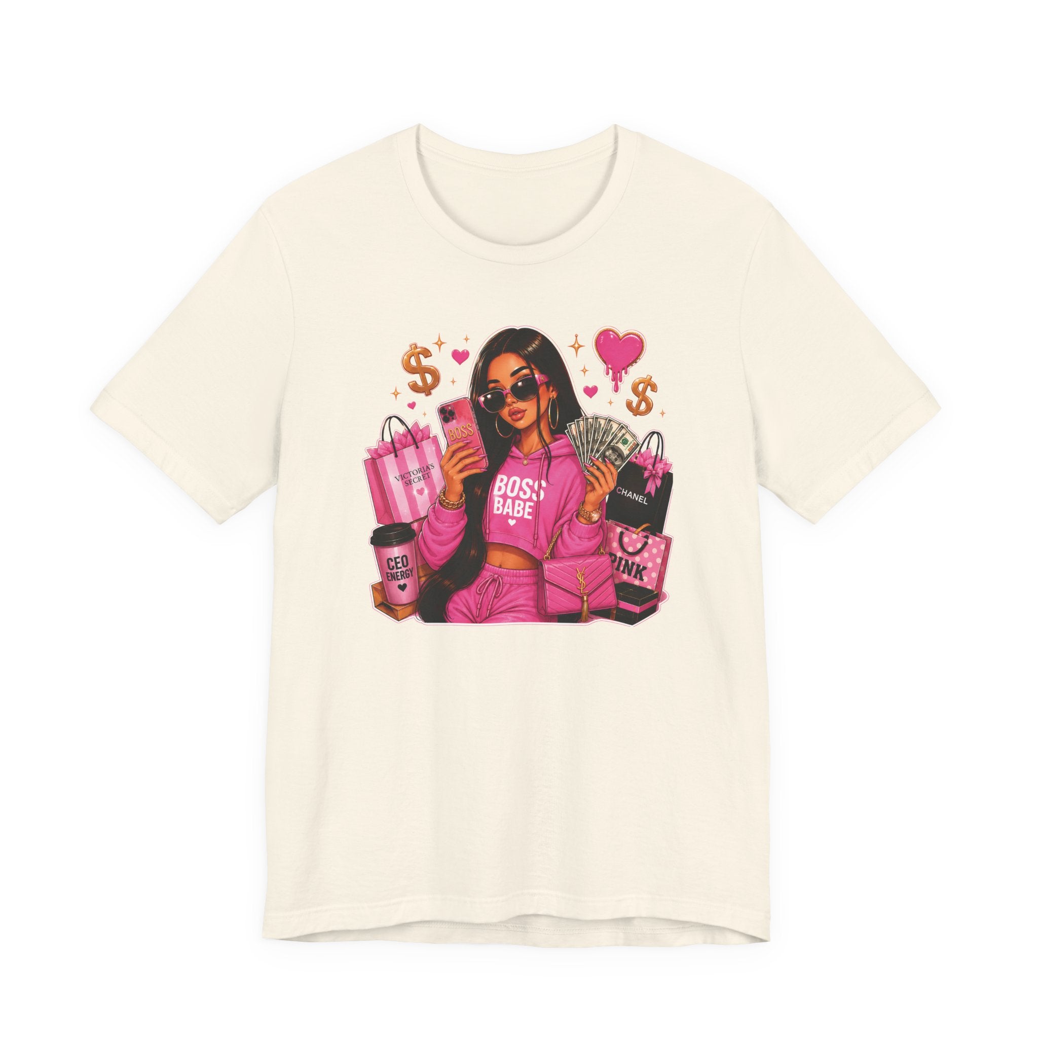 Boss Babe Pink Fashion Tee — Women’s Glam Money & Shopping Graphic Shirt