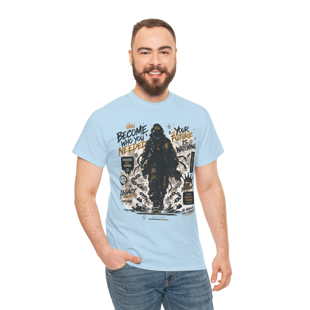 Motivational Soldier Graphic Tee – "Become Who You Need" Inspirational Military Design