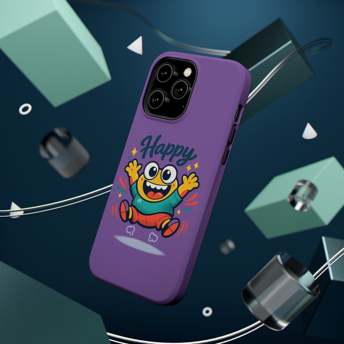 Happy Monster Magnetic Protective Phone Case Purple