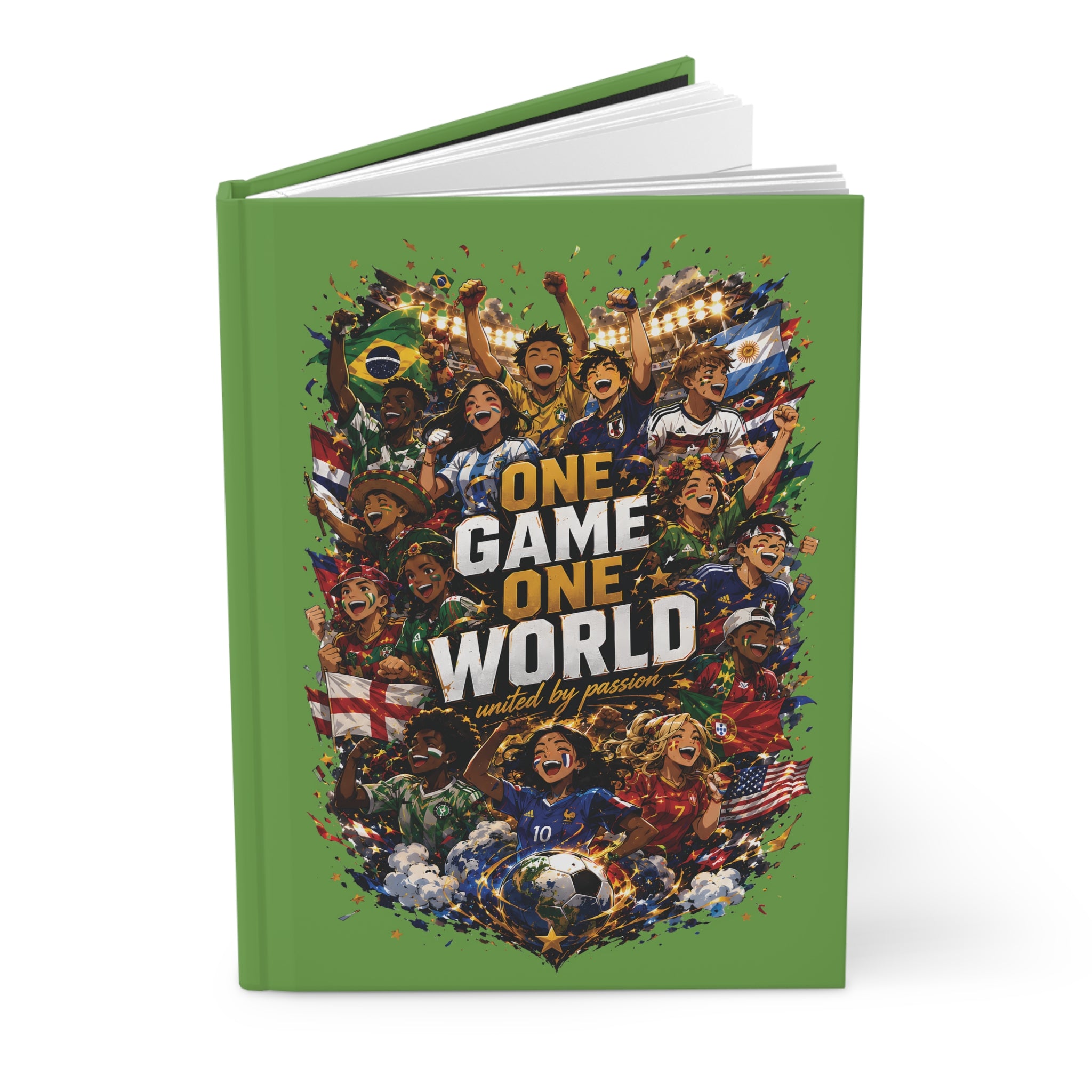 One Game One World Soccer Journal — Hardcover Matte Notebook