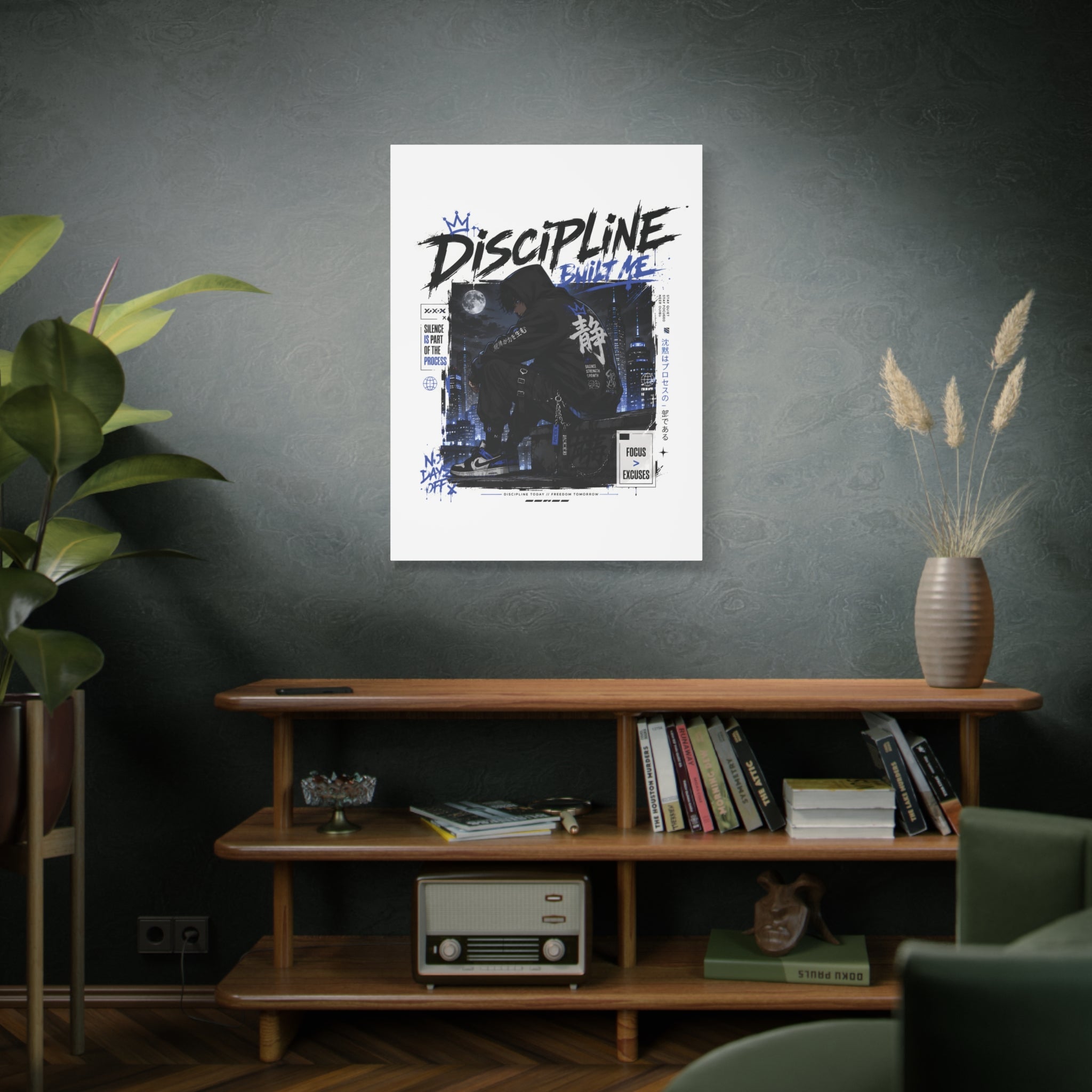 Discipline Built Me Canvas Print — Urban Streetwear Motivational Wall Art