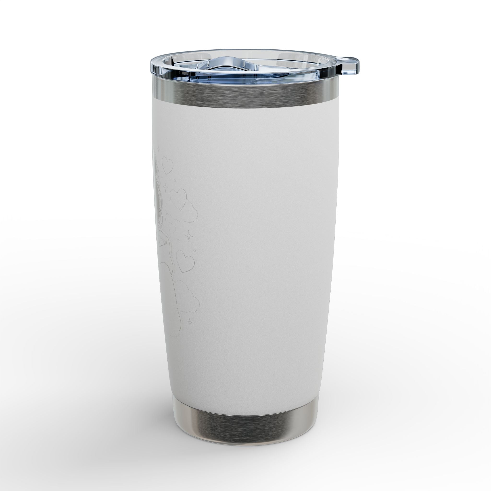20oz Engraved Tumbler — Cute Girl Drinking Coffee Sketch