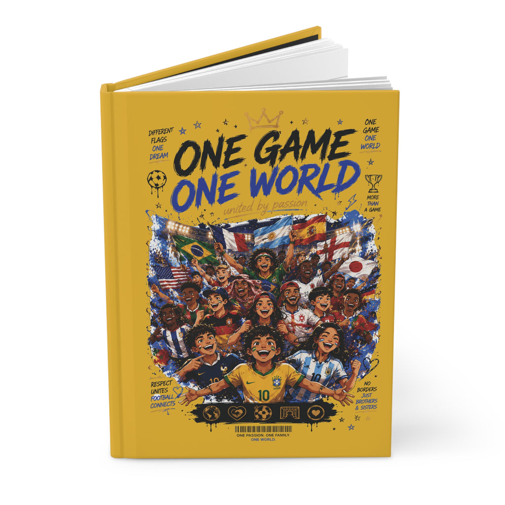 One Game One World Soccer Hardcover Journal — Personalized Number 10 Notebook