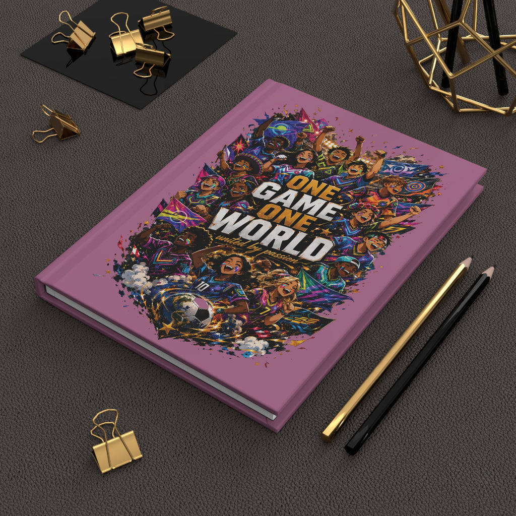 One Game One World Soccer Hardcover Journal — Personalized Sports Notebook