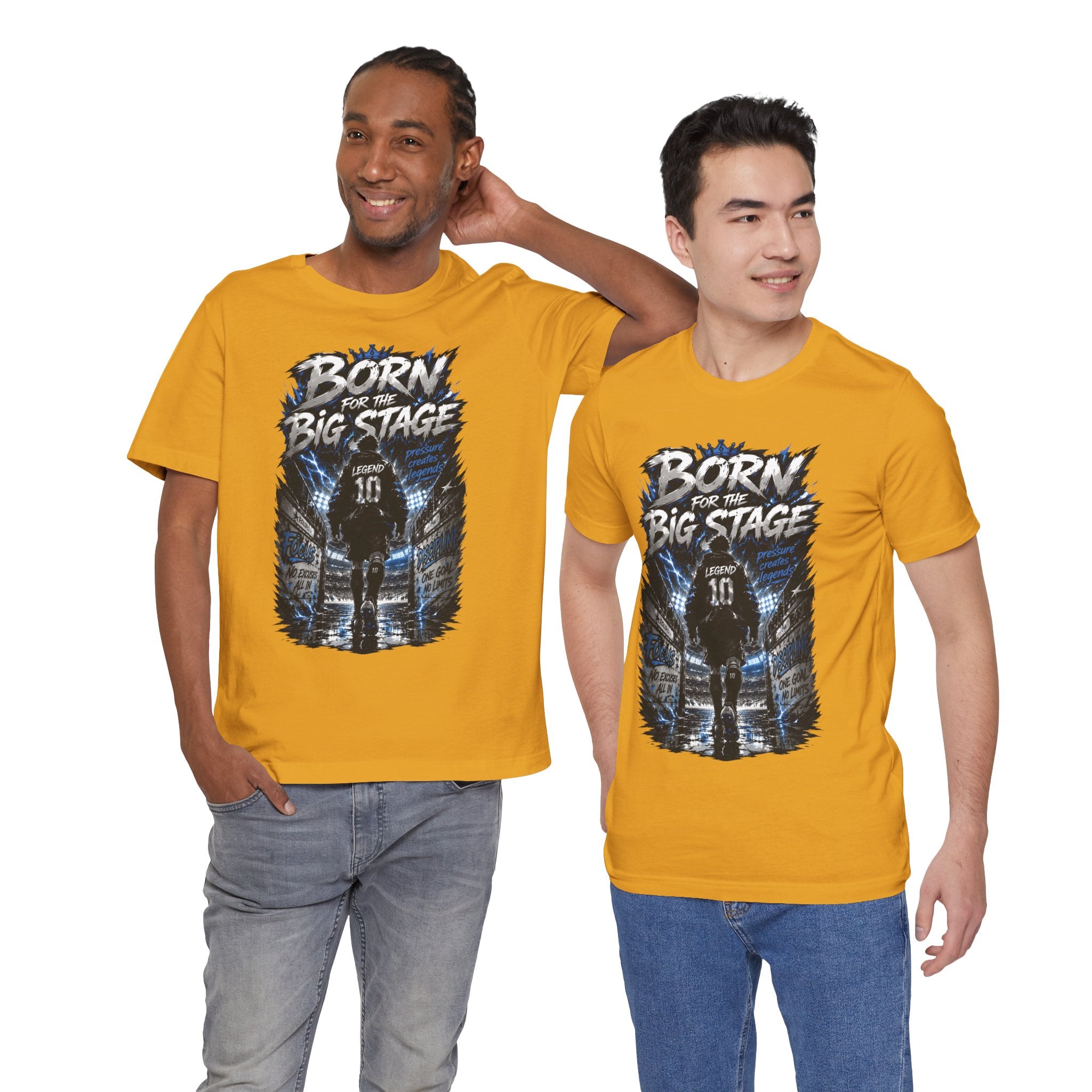 Soccer Player T‑Shirt — "Born for the Big Stage" Football Match Tee