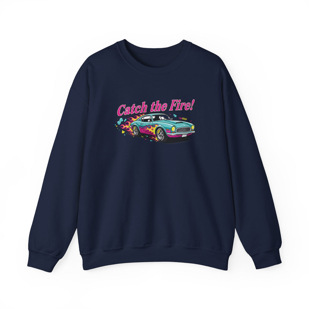 Cartoon Dragster Flames Sweatshirt | Vintage Car Illustration, Racing Flame
