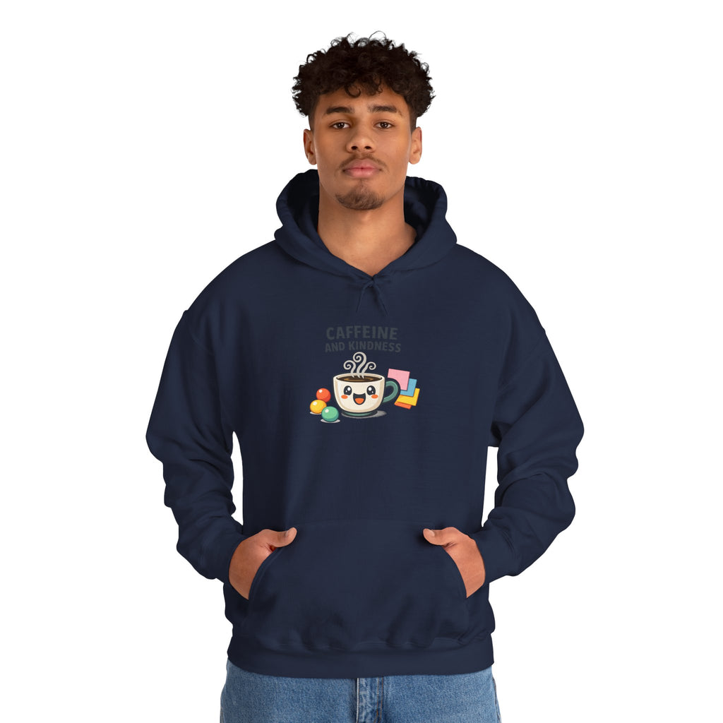 Caffeine and Kindness Hoodie - Cozy Coffee-Themed Sweatshirt