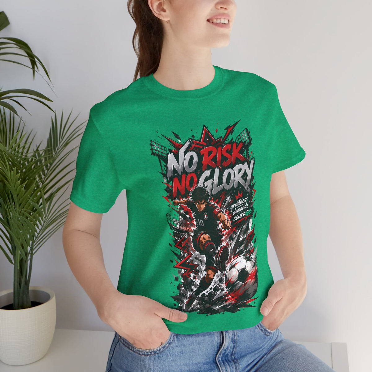 No Risk No Glory Soccer Graphic T Shirt