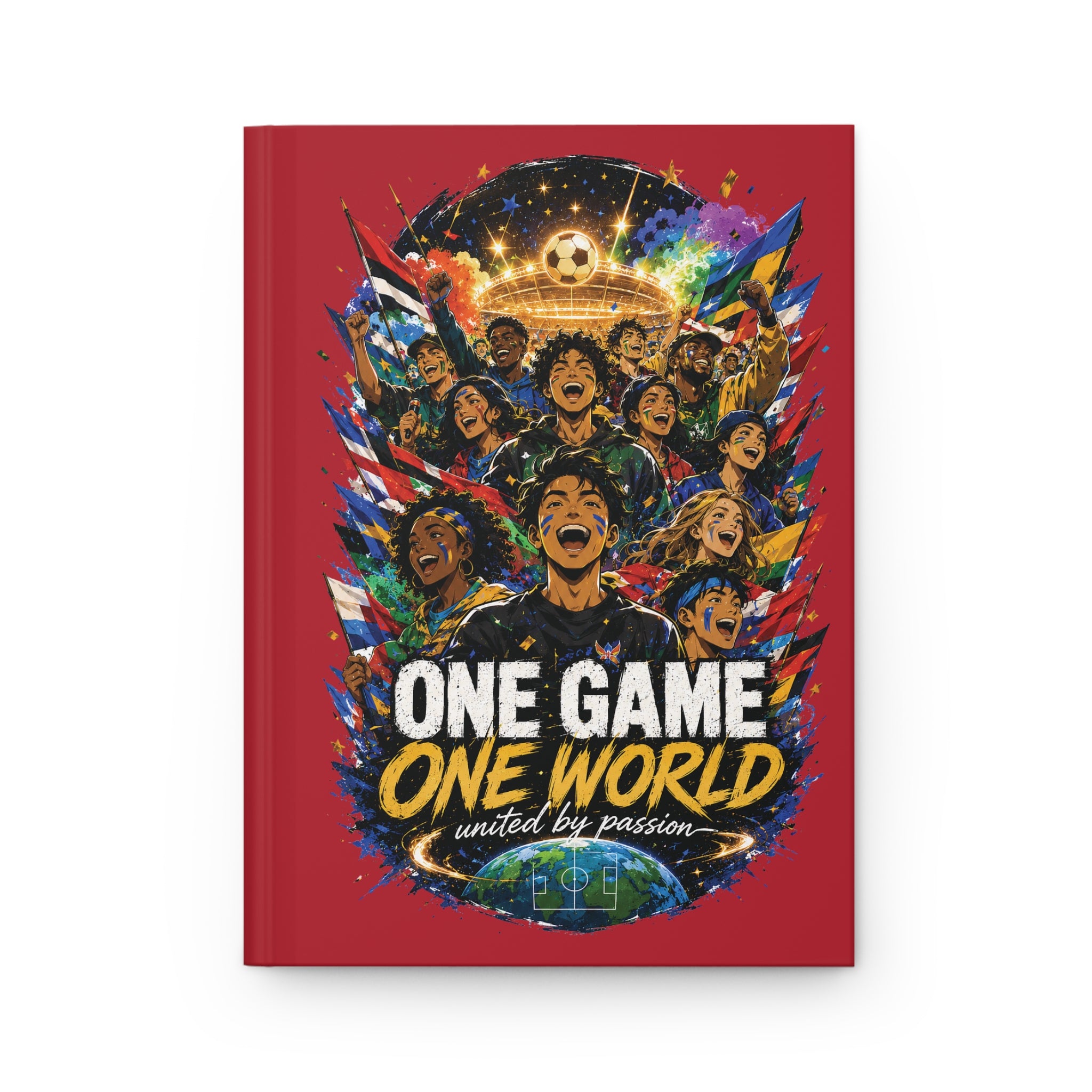 Hardcover Journal — "One Game One World" Soccer Keepsake (Custom Name & Number)