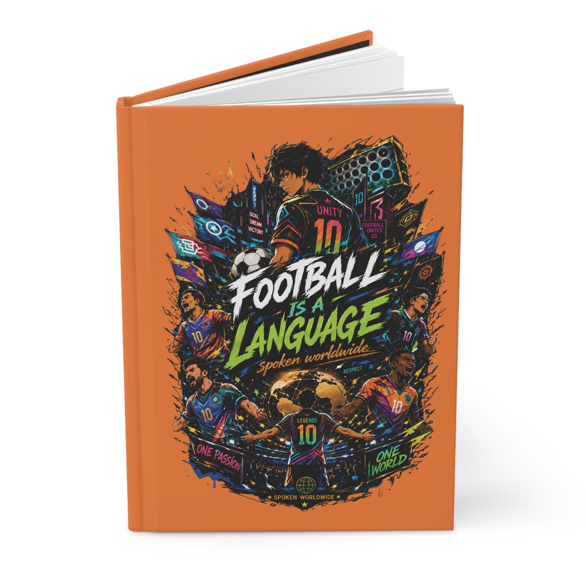 Football Is a Language Hardcover Journal — Custom Name & Number Soccer Notebook