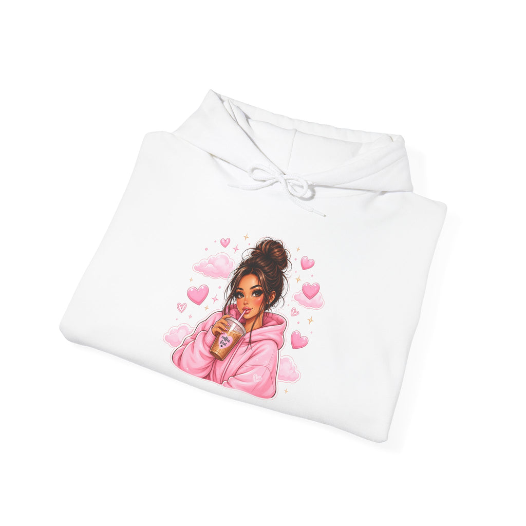Cute Pink Heart Girl Hoodie — Cozy Graphic Sweatshirt