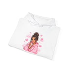 Cute Pink Heart Girl Hoodie — Cozy Graphic Sweatshirt