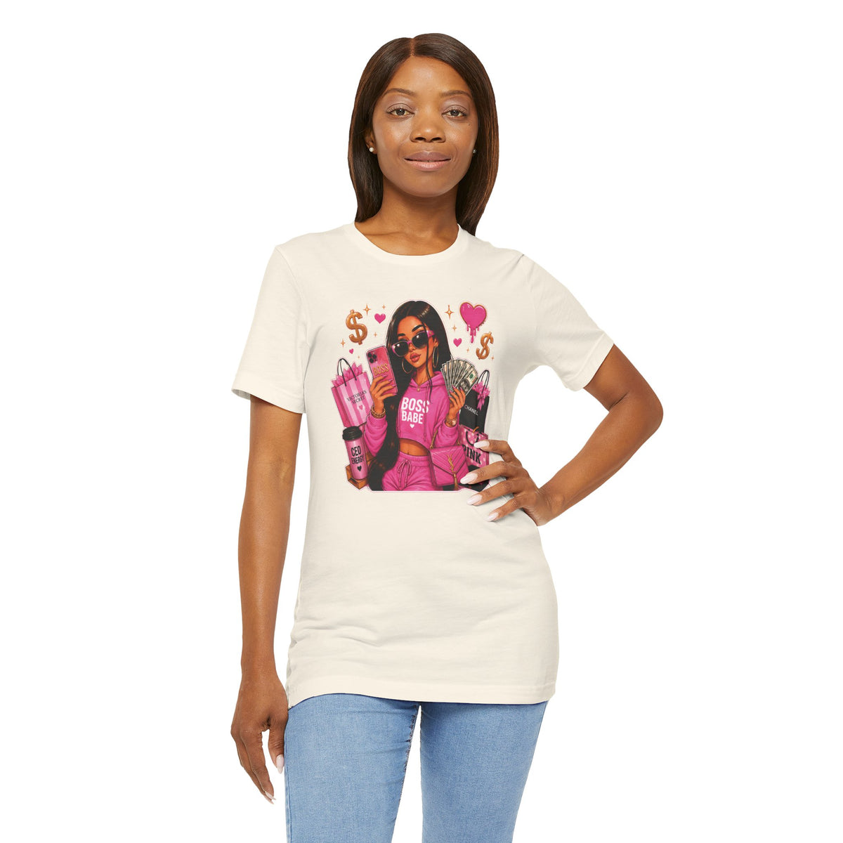 Boss Babe Pink Fashion T Shirt Glam Shopping Graphic Tee
