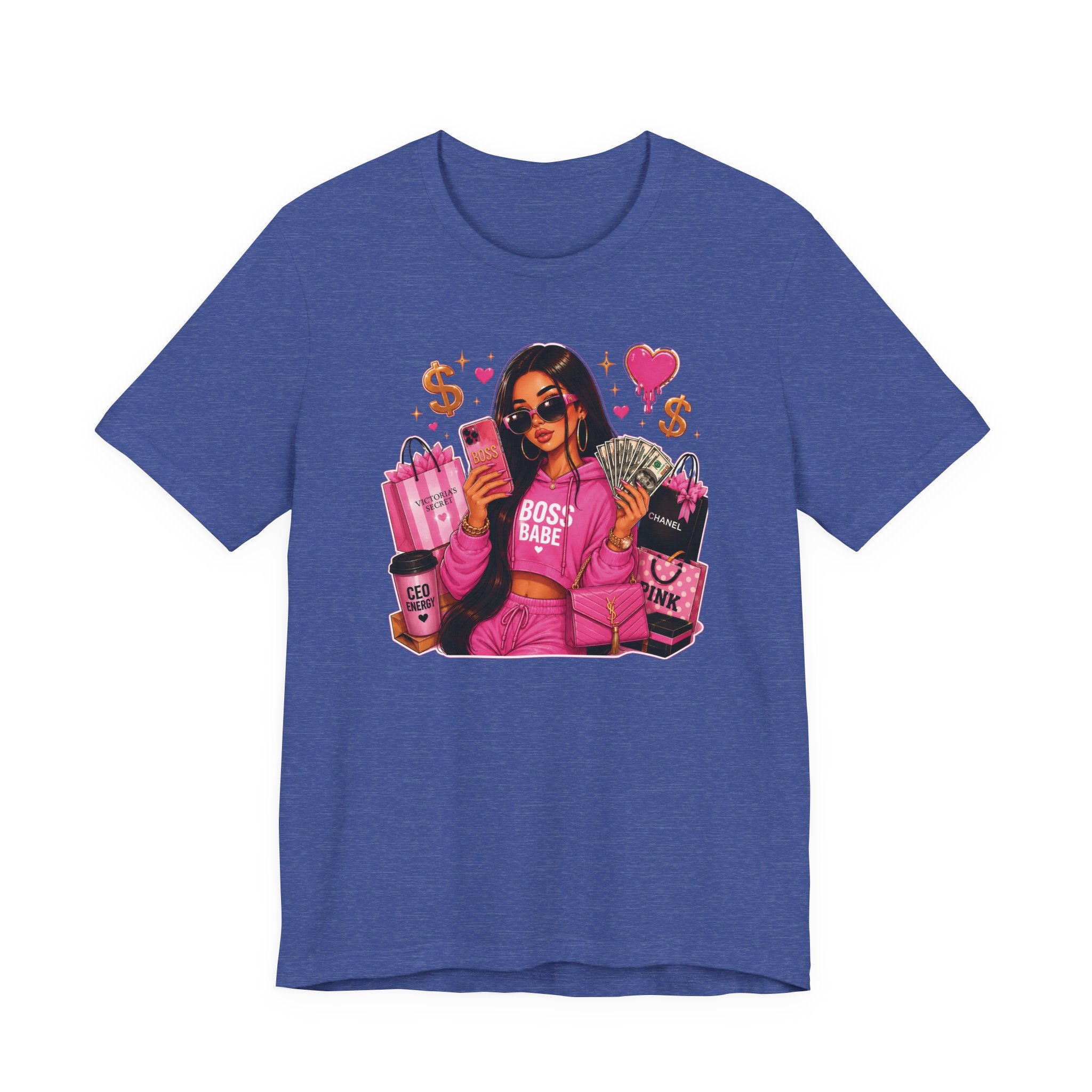 Boss Babe Pink Fashion Tee — Women’s Glam Money & Shopping Graphic Shirt