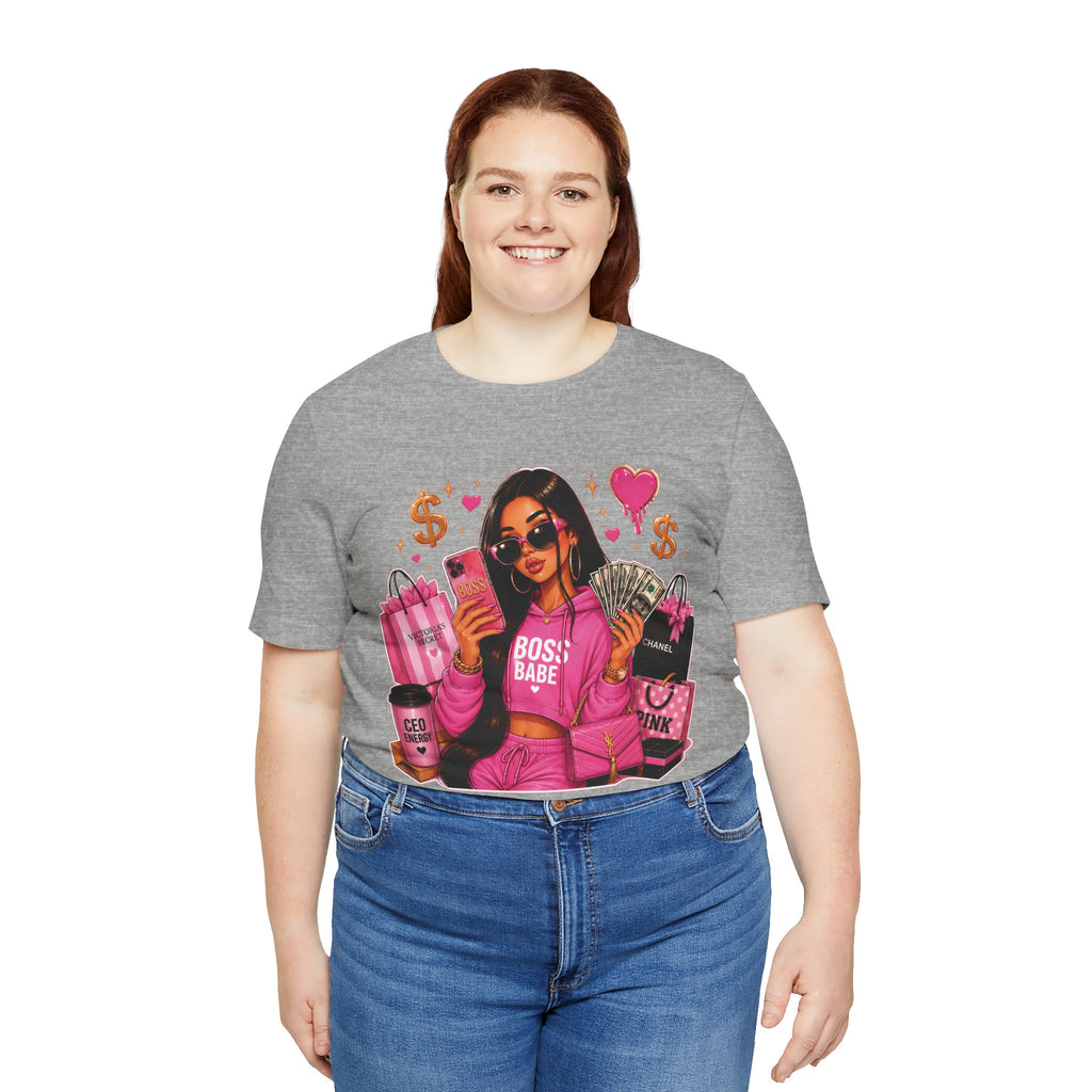 Boss Babe Pink Fashion Tee — Women’s Glam Money & Shopping Graphic Shirt