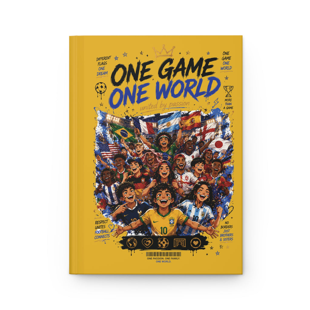 One Game One World Soccer Hardcover Journal — Personalized Number 10 Notebook
