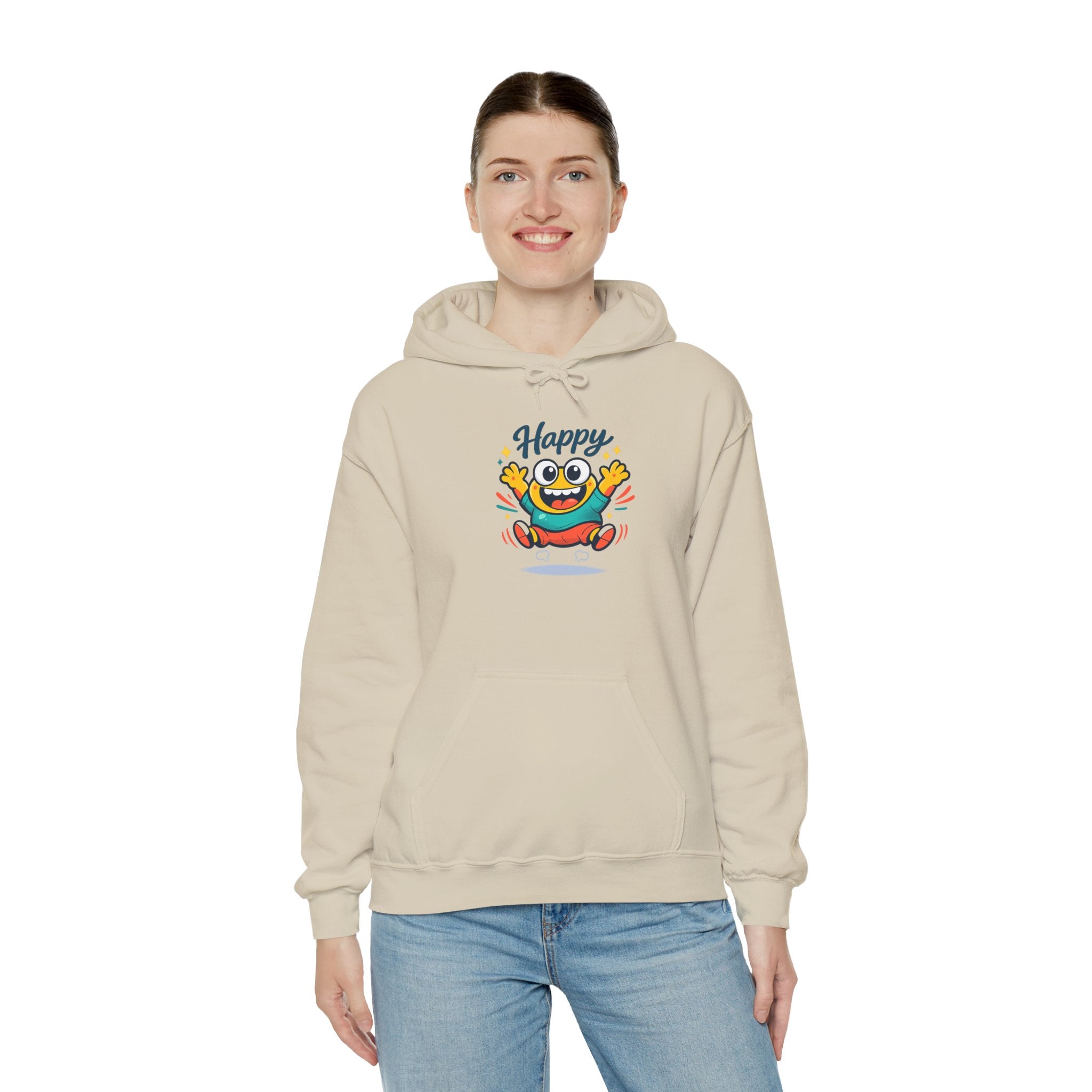 Happy Blob Cartoon Hoodie – Minimal Smiley Graphic Pullover