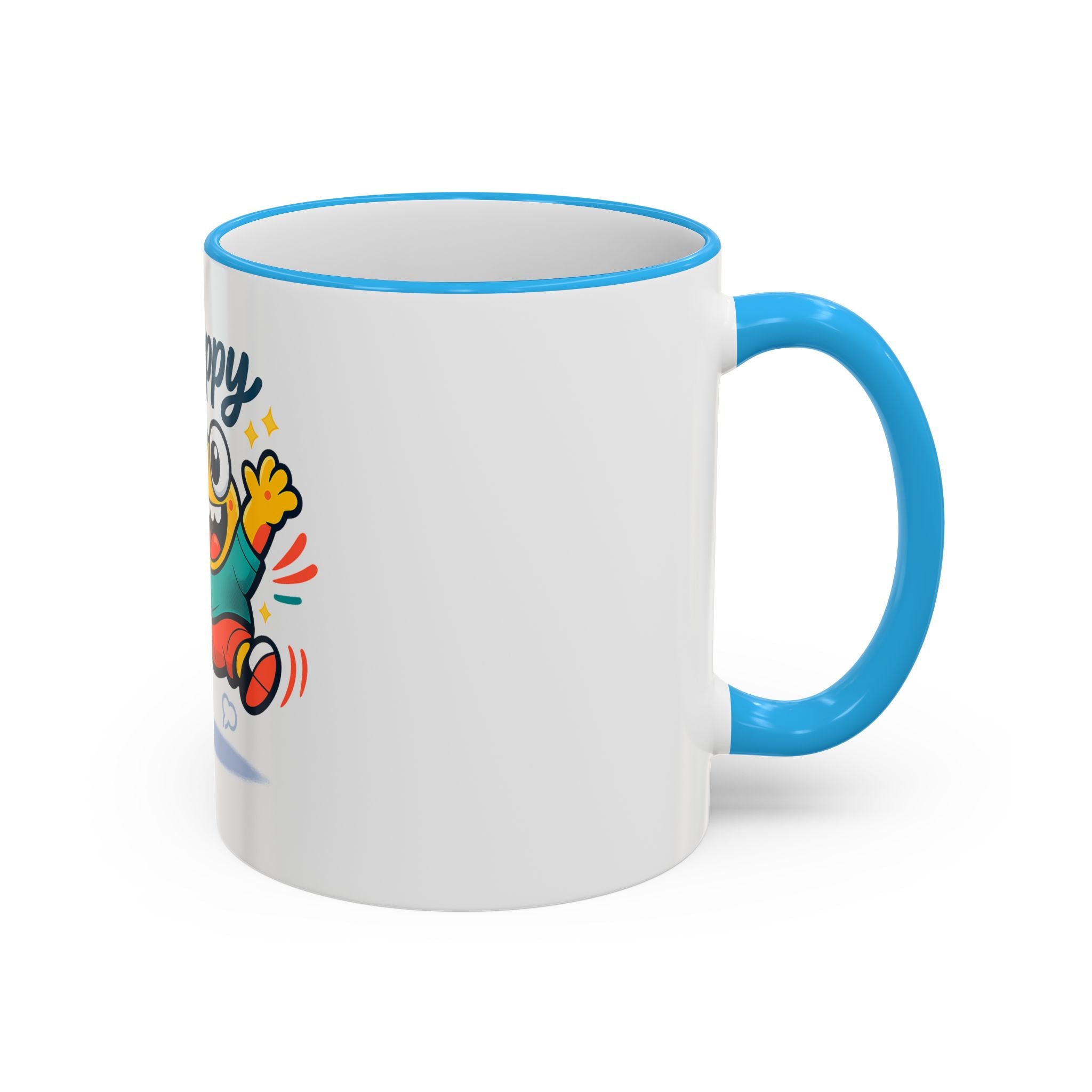 Happy Monster Accent Rim Mug – Cheerful Cute Cartoon Coffee Cup (11oz/15oz)