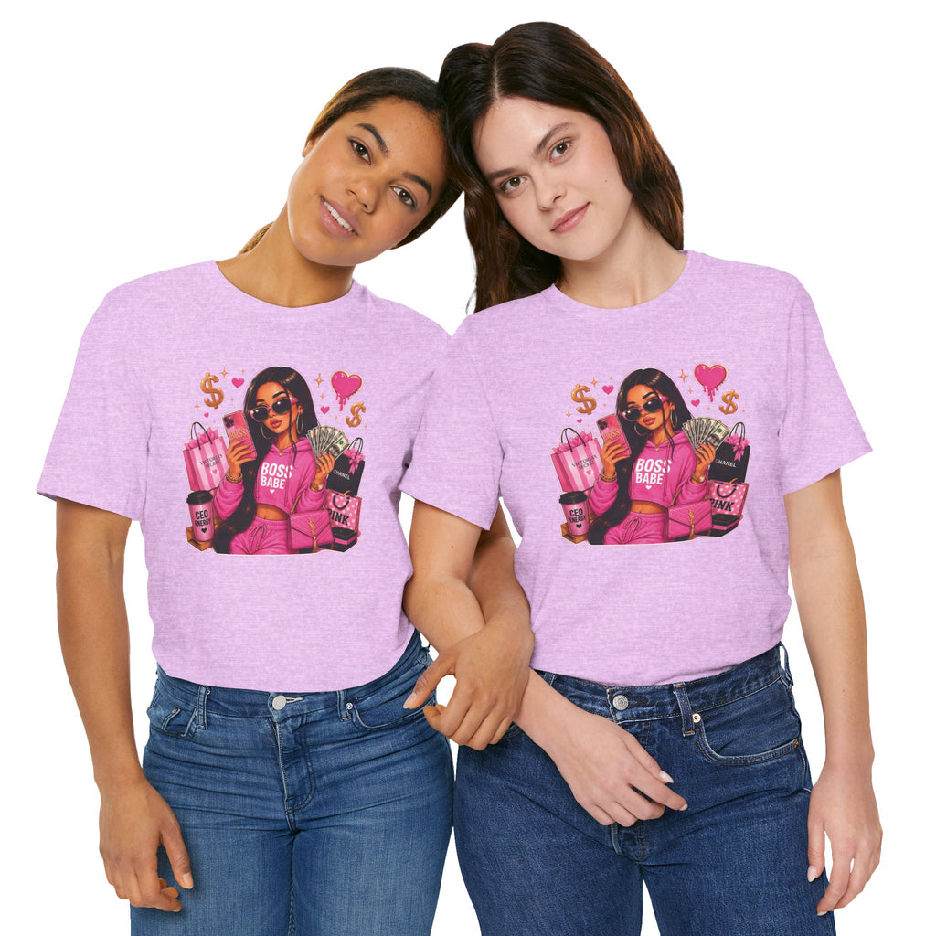 Boss Babe Pink Fashion Tee — Women’s Glam Money & Shopping Graphic Shirt