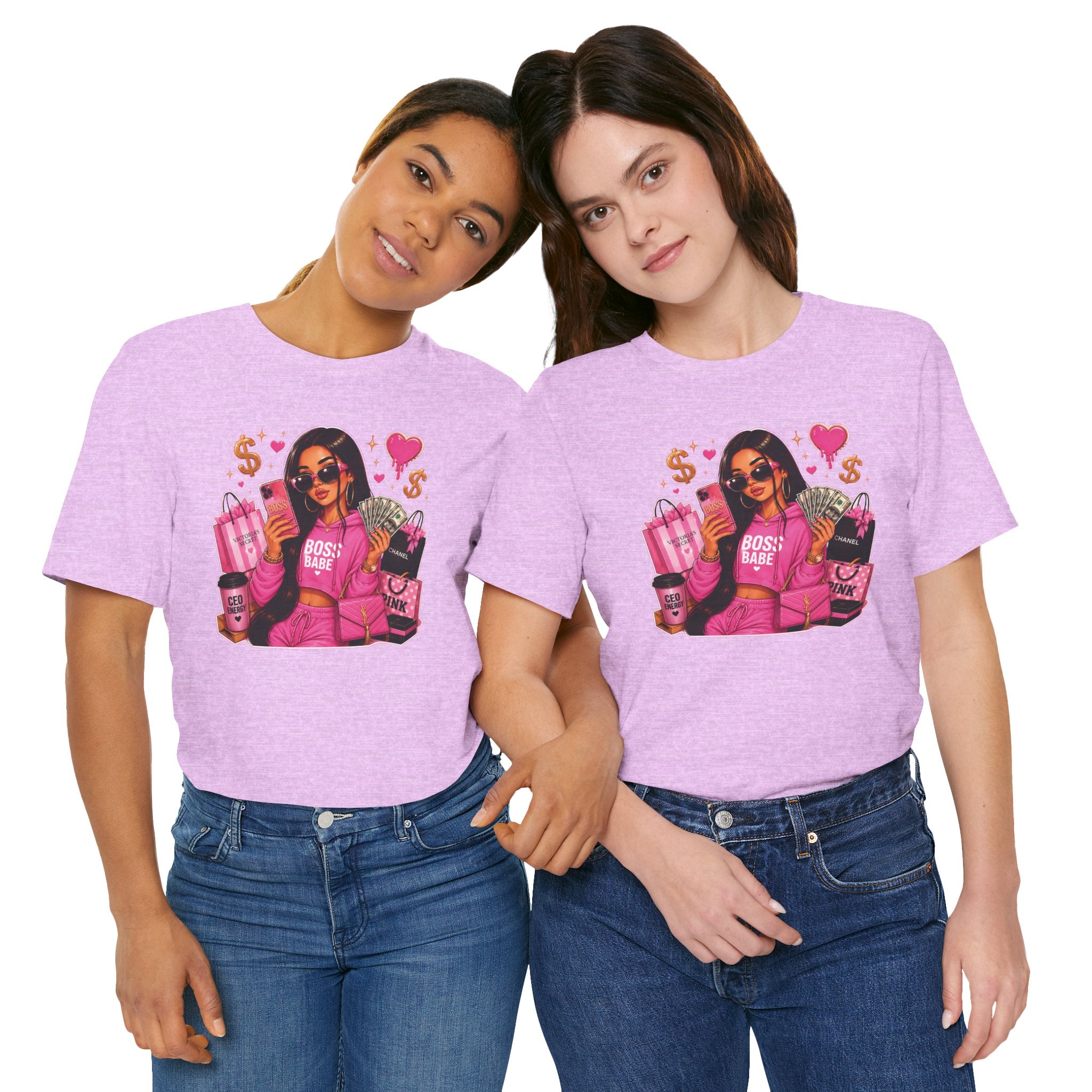 Boss Babe Pink Fashion Tee — Women’s Glam Money & Shopping Graphic Shirt