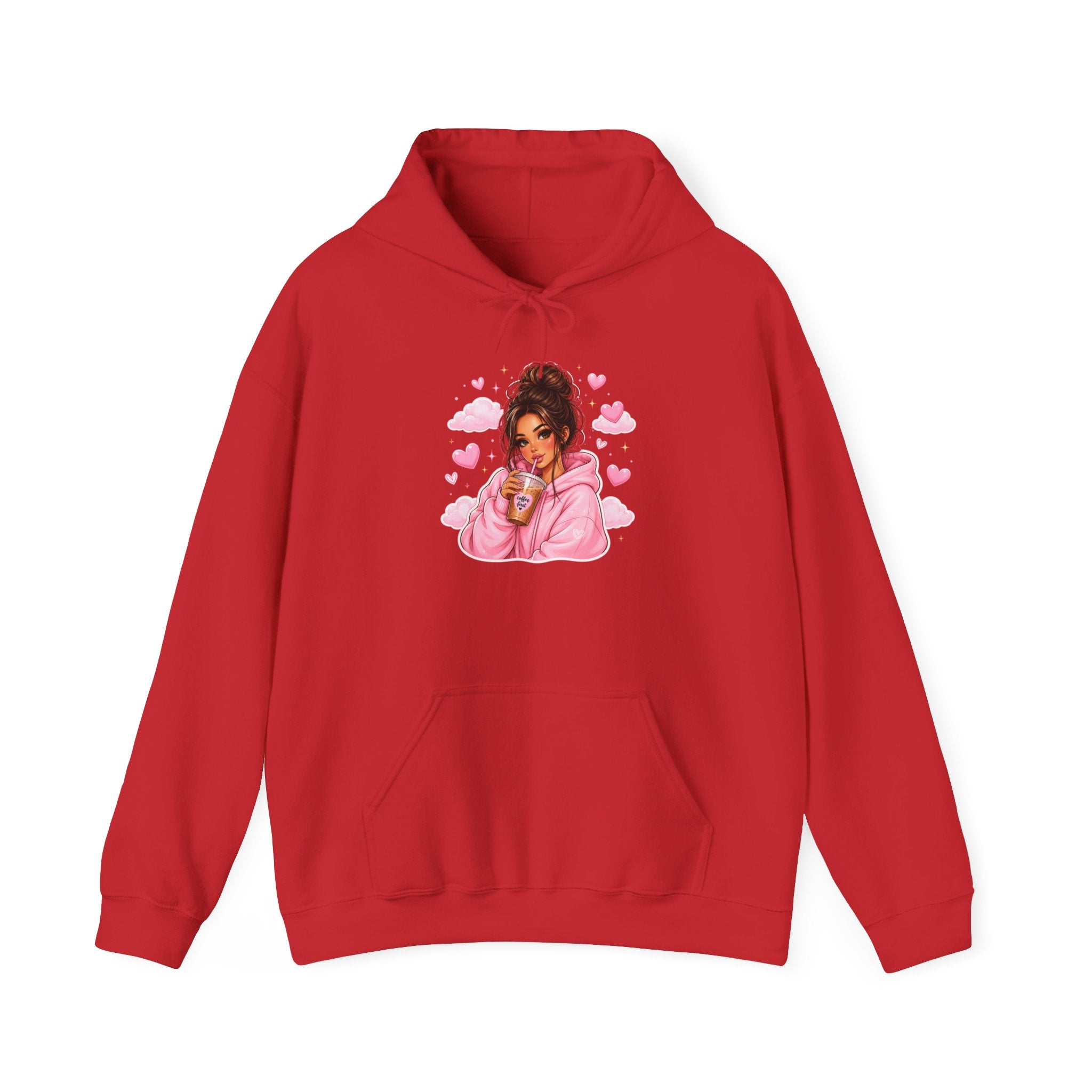 Cute Pink Heart Girl Hoodie — Cozy Graphic Sweatshirt