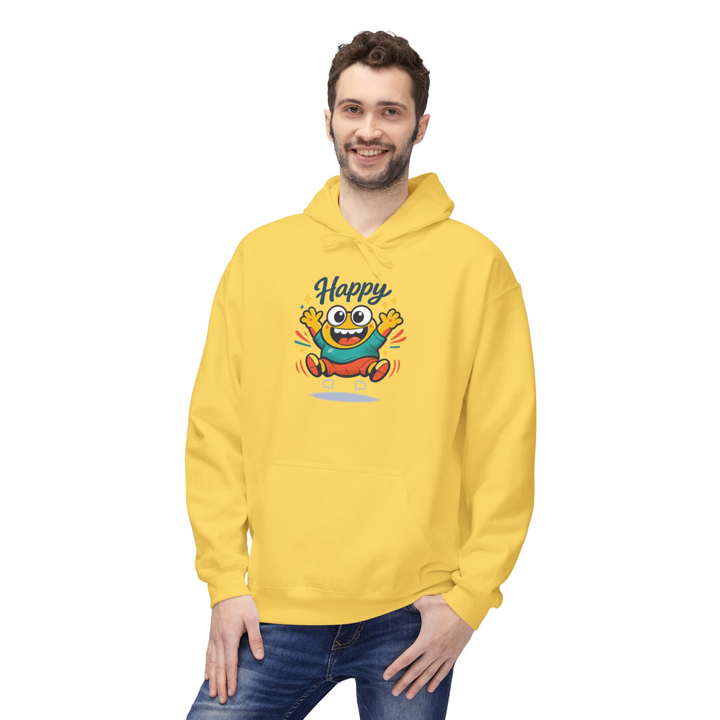 Happy Blob Graphic Hoodie – Cute Cartoon 'Happy' Pullover