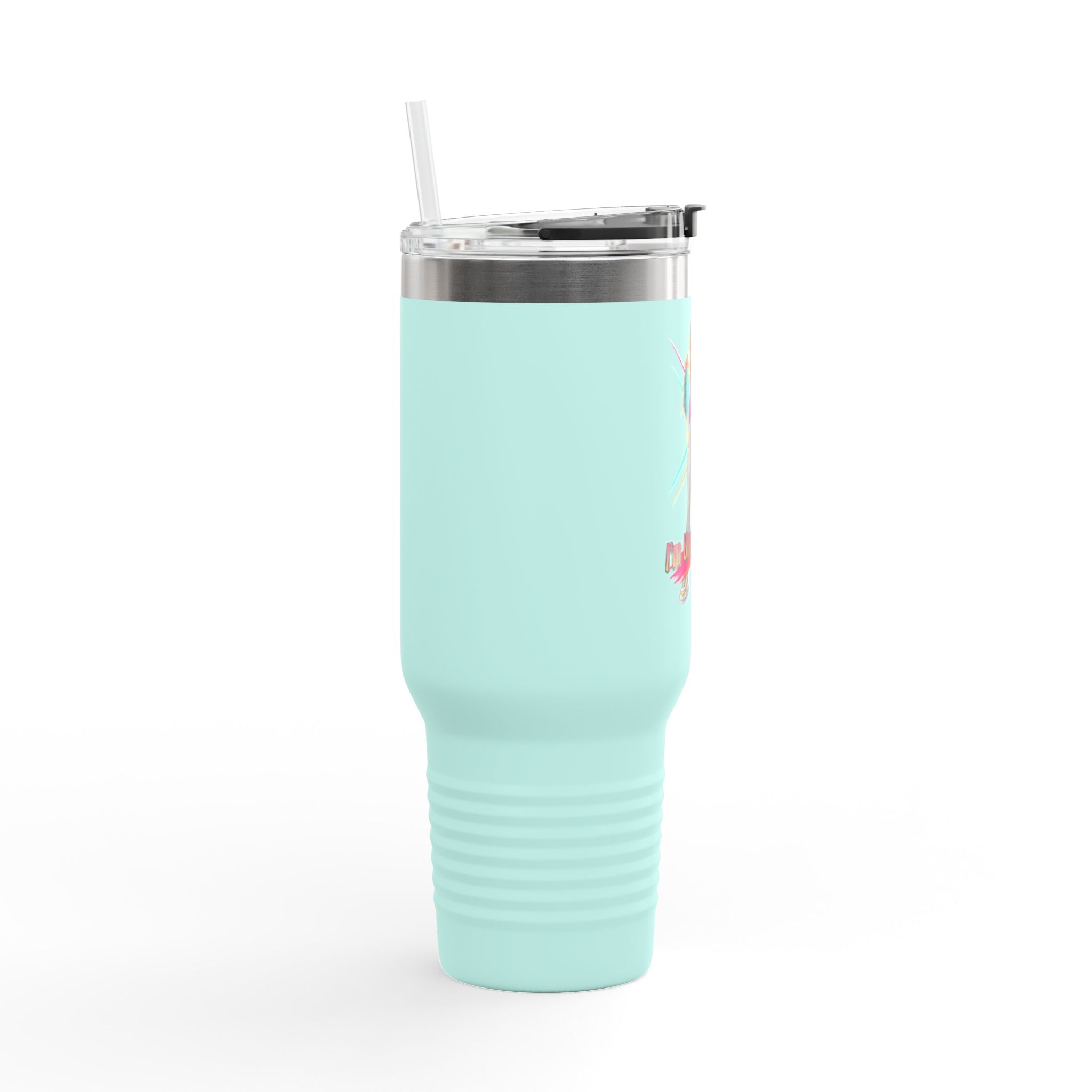 40oz Insulated Travel Mug — “I’m Unstoppable” Retro Fitness Graphic