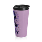 Galaxy Dreamer Stainless Steel Travel Mug — "You Create Reality" Astronaut Art (Lilac)