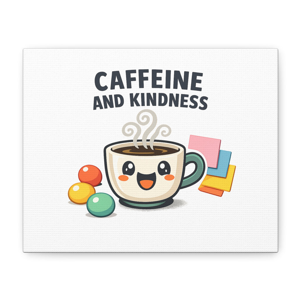 Caffeine and Kindness Canvas | Office Humor, Coffee Fuel Wall Art