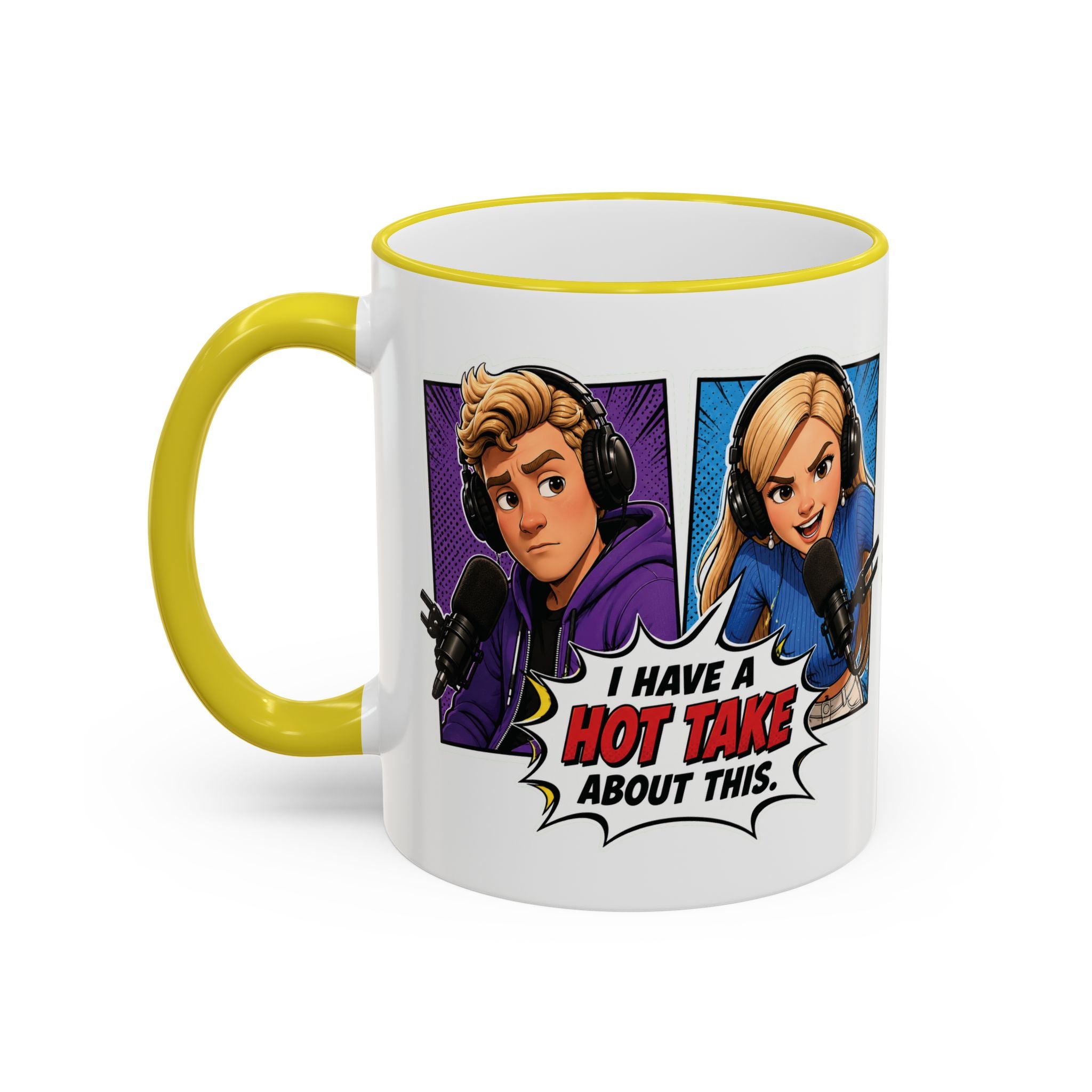Jake And Emma Hot Take Accent Rim Mug – I Have A Hot Take About This Comic Coffee Cup (11oz/15oz)