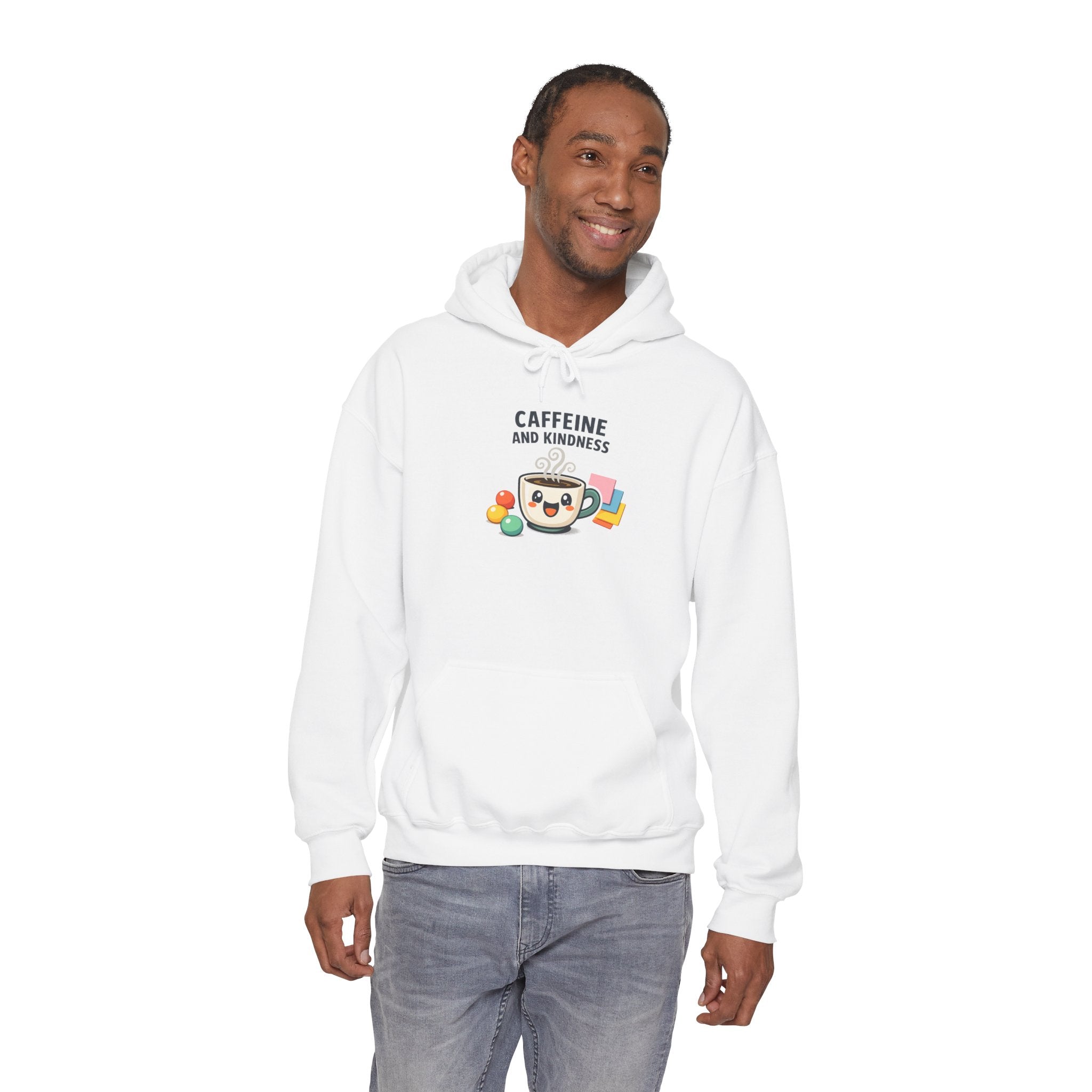 Caffeine and Kindness Hoodie - Cozy Coffee-Themed Sweatshirt