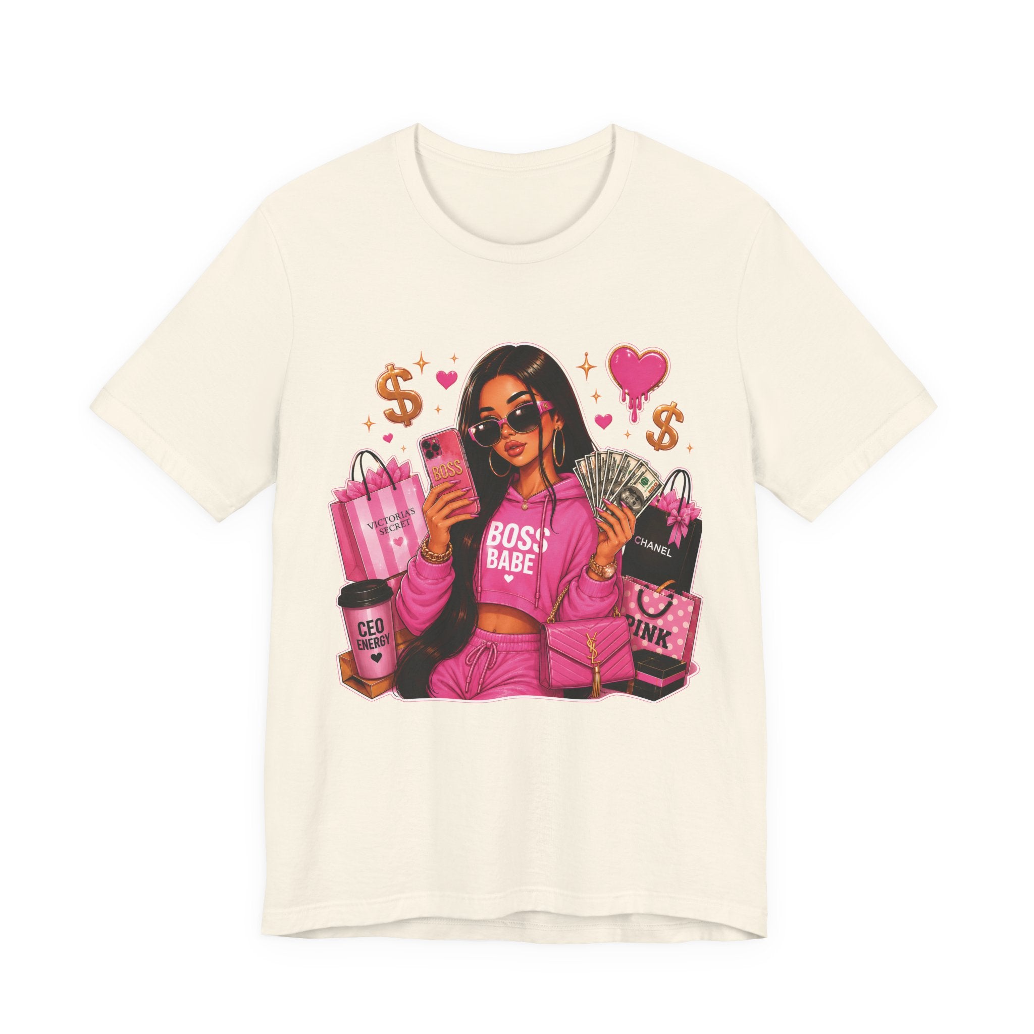 Boss Babe Pink Fashion Tee — Women’s Glam Money & Shopping Graphic Shirt