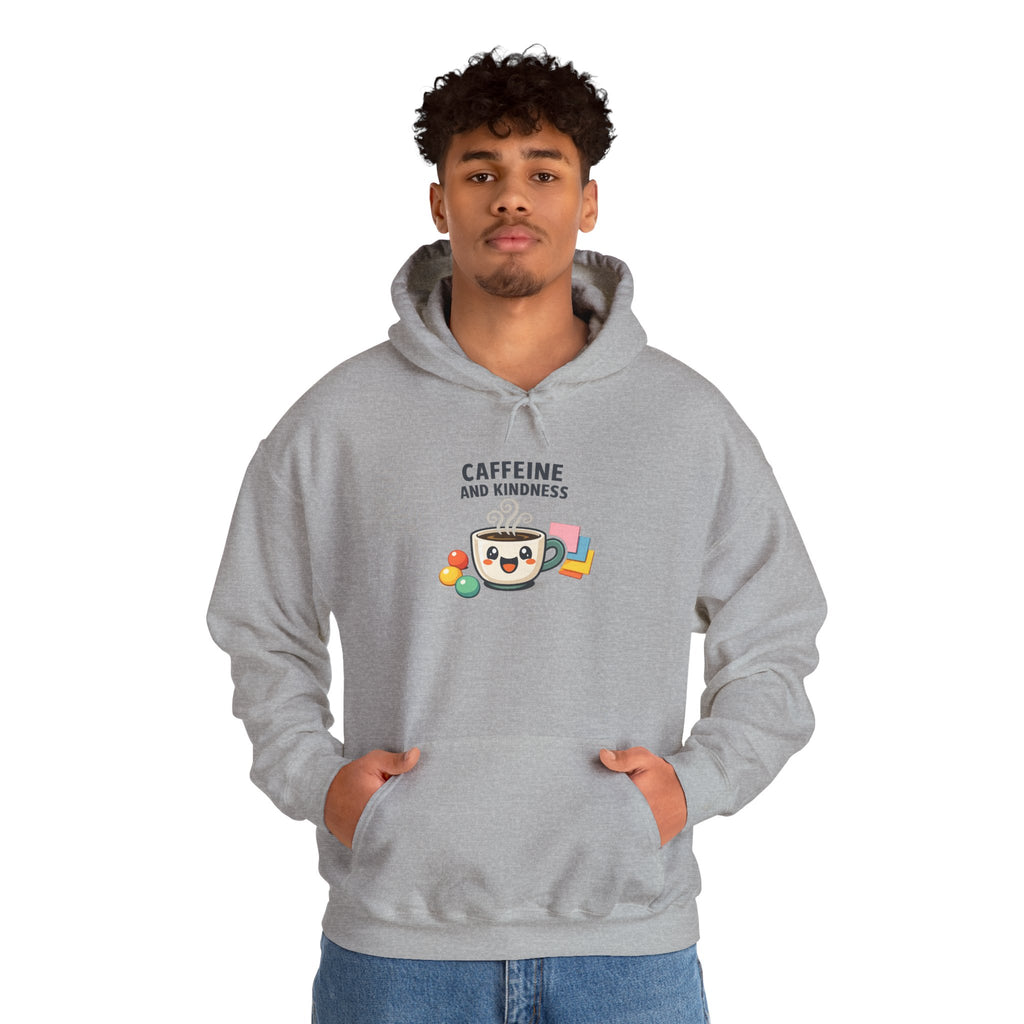 Caffeine and Kindness Hoodie - Cozy Coffee-Themed Sweatshirt