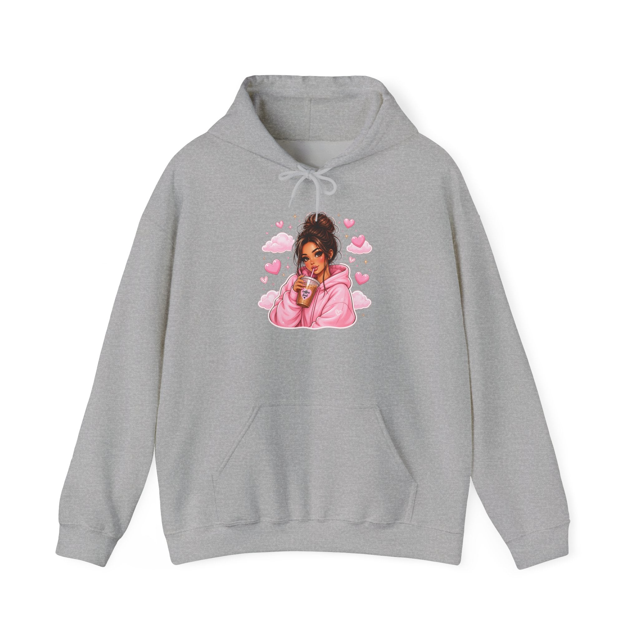 Cute Pink Heart Girl Hoodie — Cozy Graphic Sweatshirt