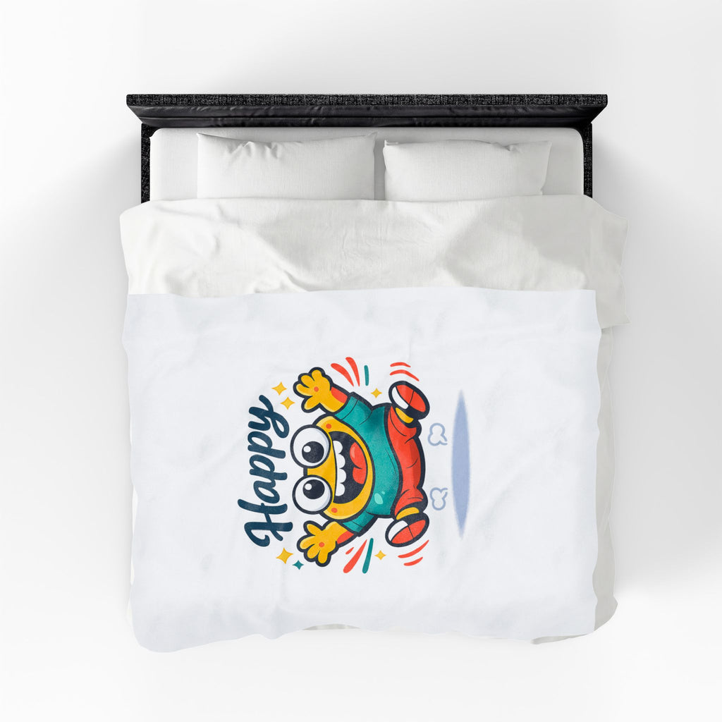Happy Mood Face Velveteen Blanket - Cute Cartoon Throw