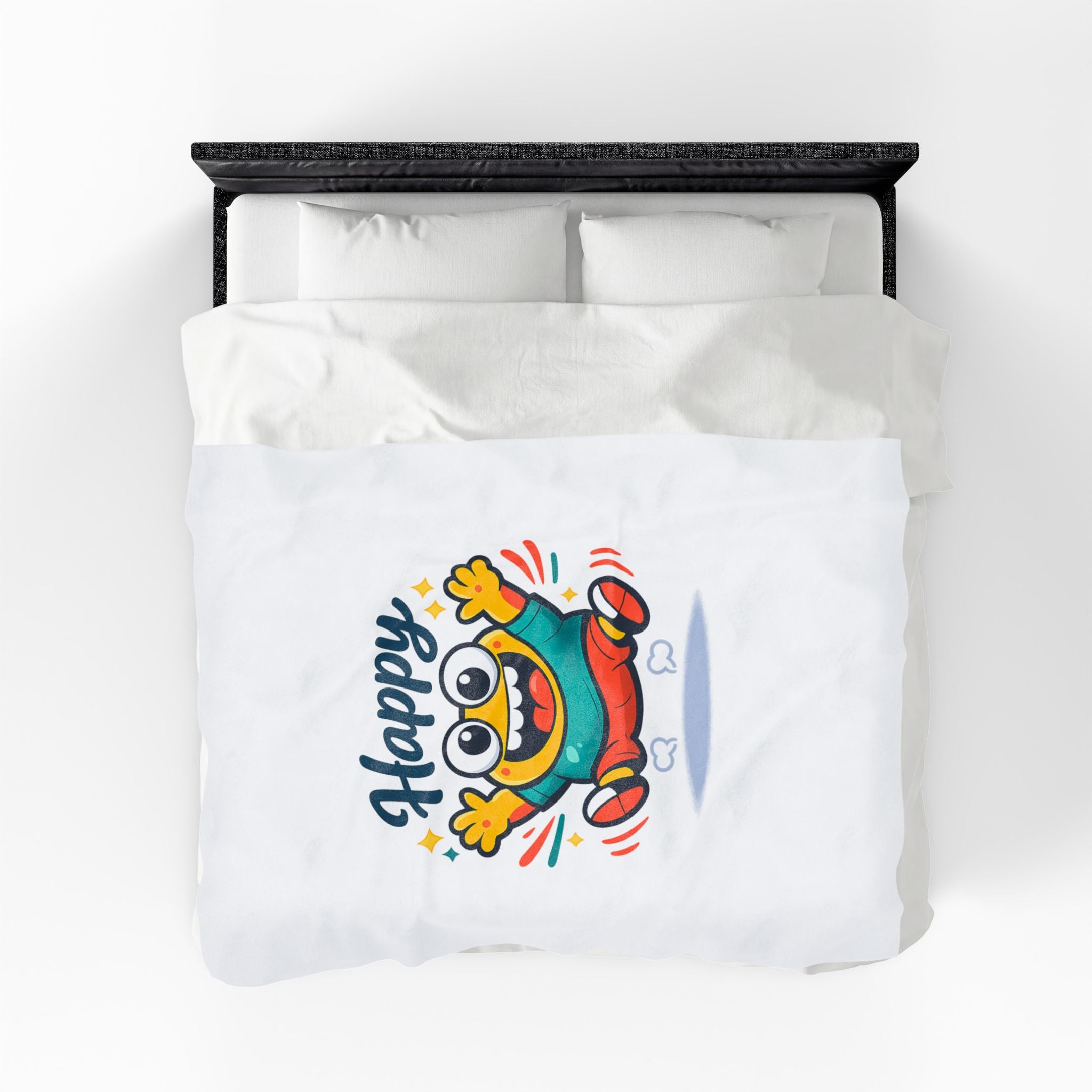 Happy Mood Face Velveteen Blanket - Cute Cartoon Throw