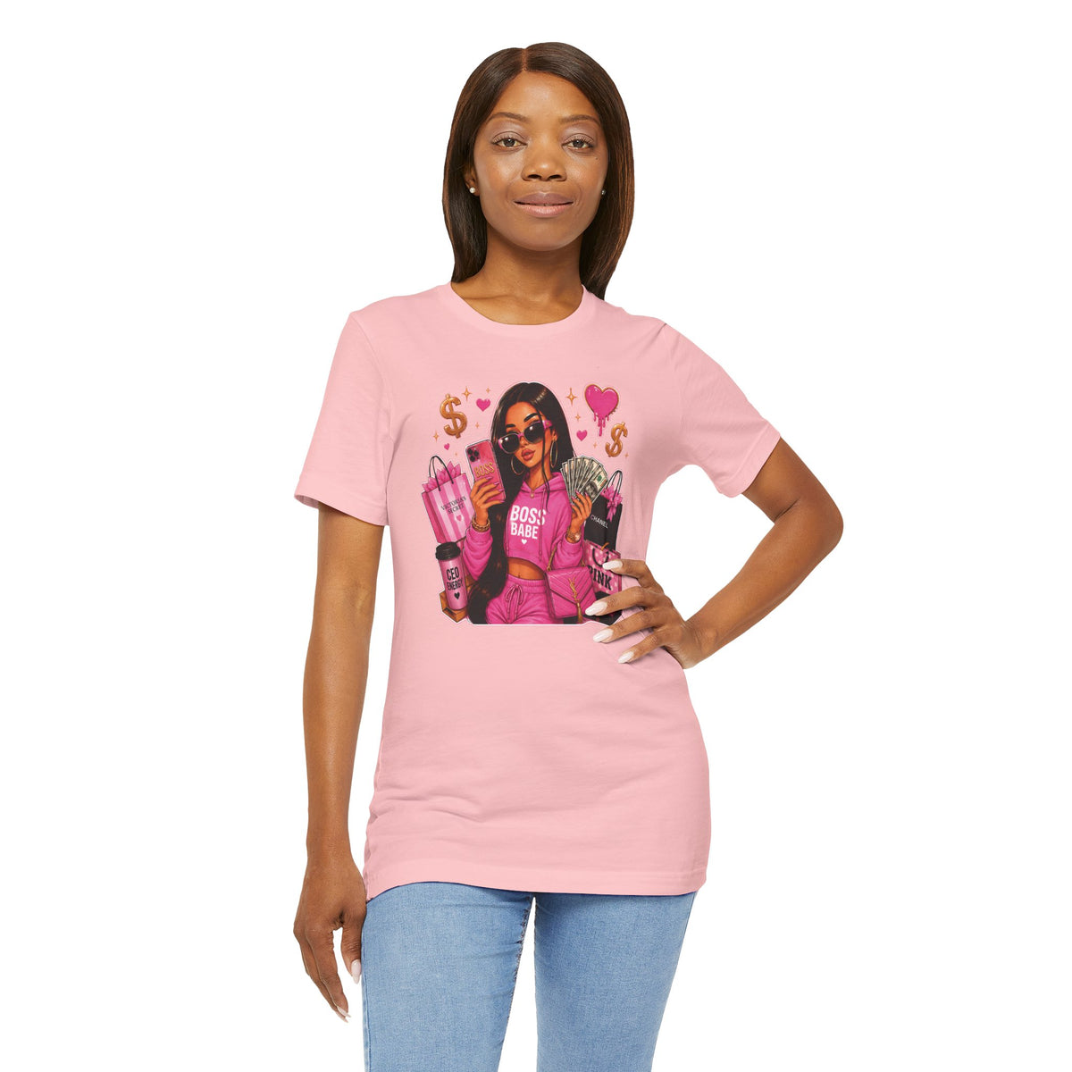Boss Babe Pink Fashion T Shirt Glam Shopping Graphic Tee