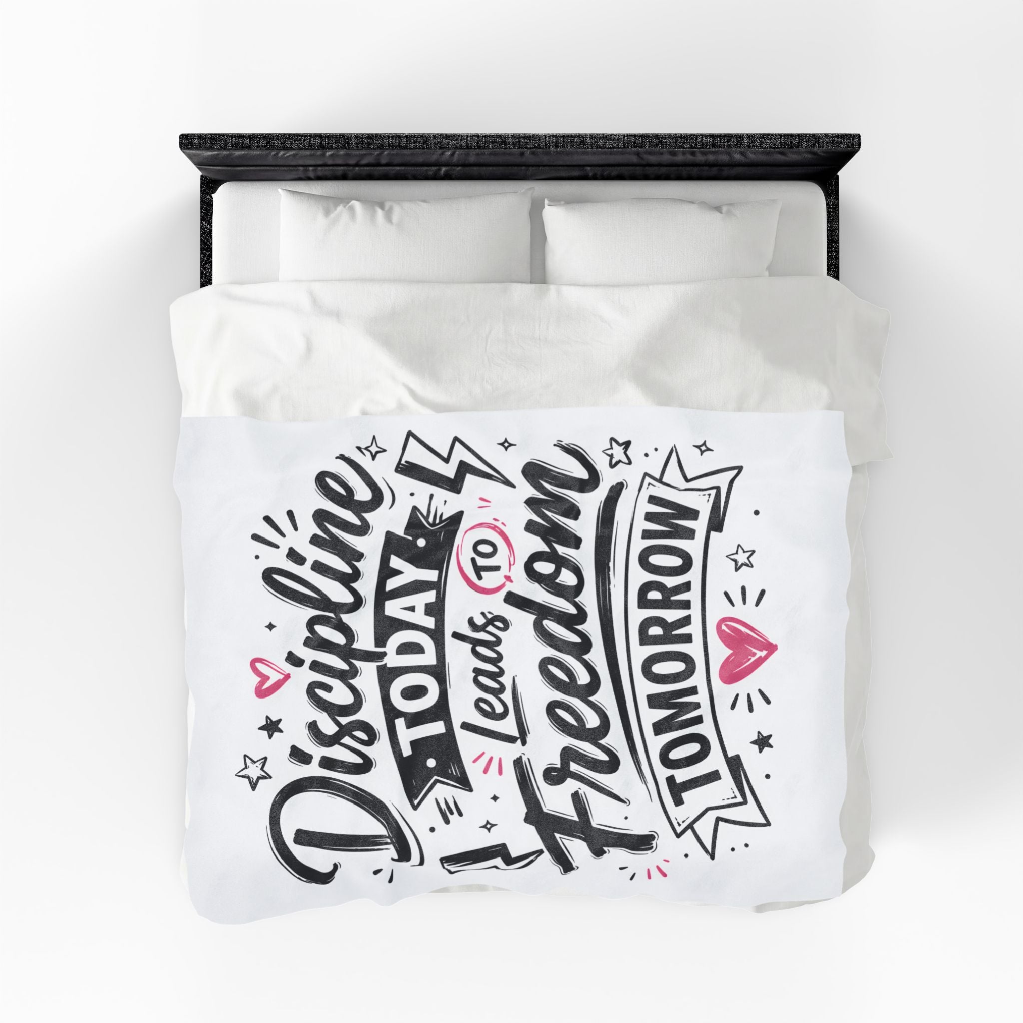Velveteen Plush Blanket — "Discipline Today Leads to Freedom Tomorrow" Inspirational Throw Blanket