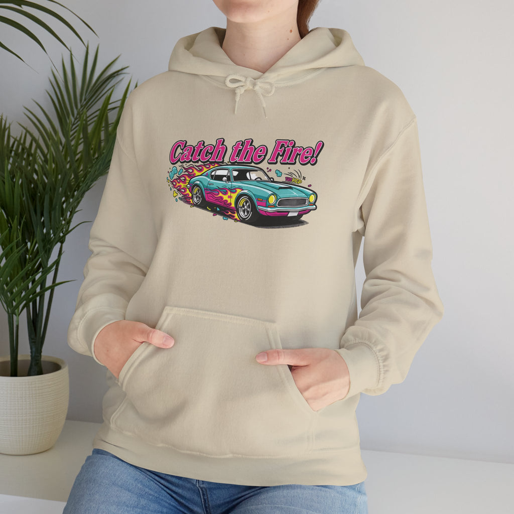 Retro Cartoon Dragster Hoodie, racing flame shirt, vintage car illustration