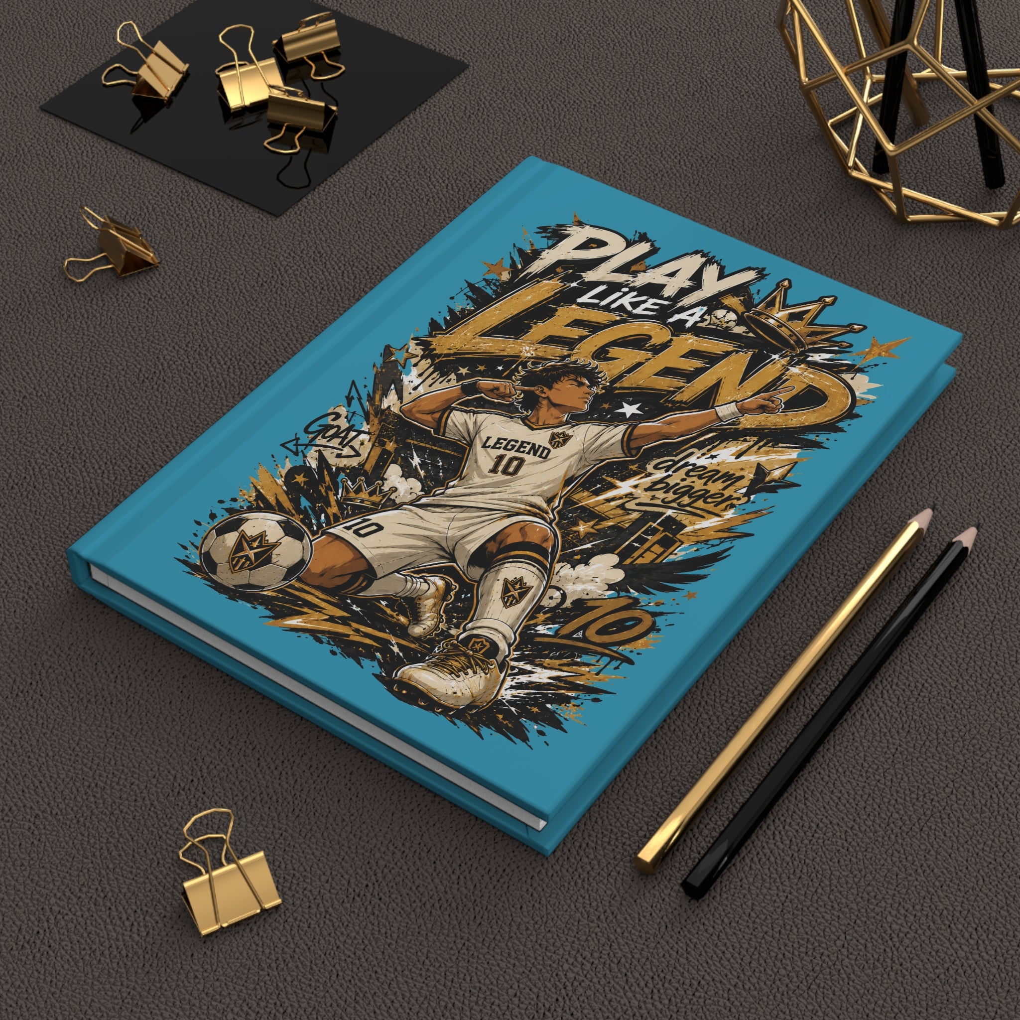 Play Like a Legend Soccer Journal — Personalized Hardcover Notebook (Add Name & Number)
