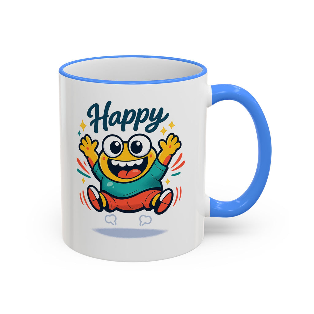 Happy Monster Accent Mug - Cute Cartoon Coffee Cup (11oz/15oz)