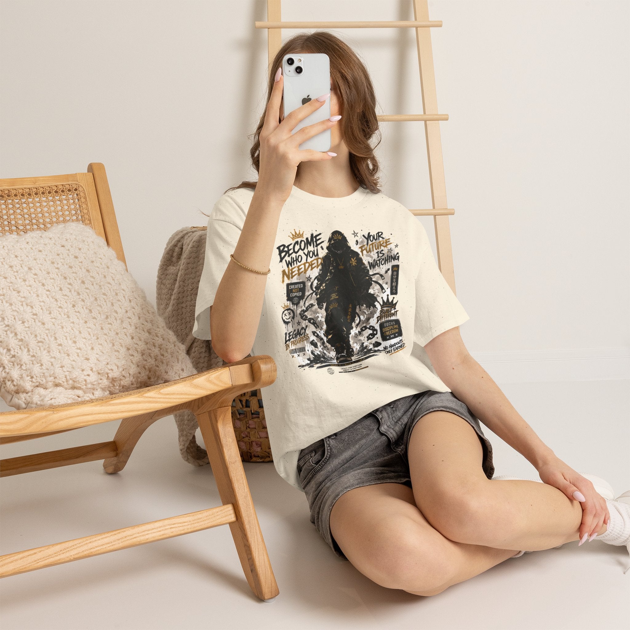 Motivational Soldier Graphic Tee – "Become Who You Needed" Inspirational Military Design