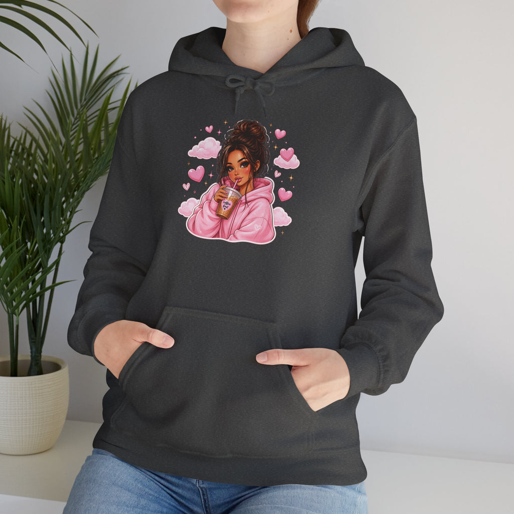 Cute Pink Heart Girl Hoodie — Cozy Graphic Sweatshirt