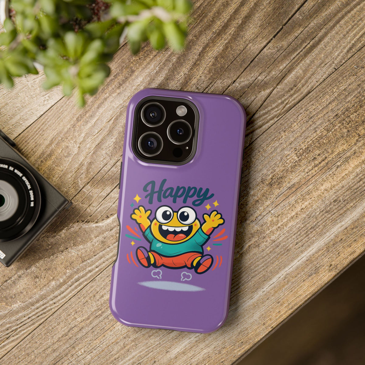Happy Monster Magnetic Protective Phone Case Purple