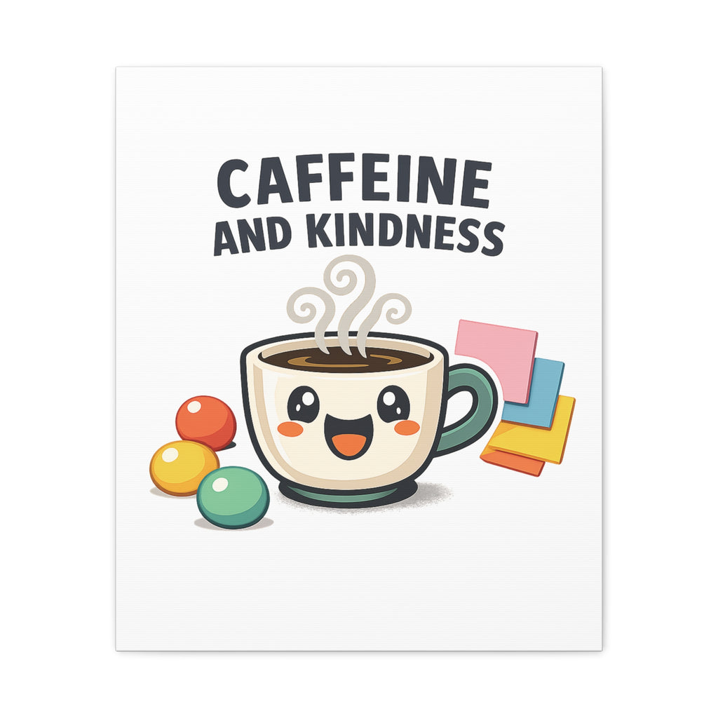 Caffeine and Kindness Canvas | Office Humor, Coffee Fuel Wall Art