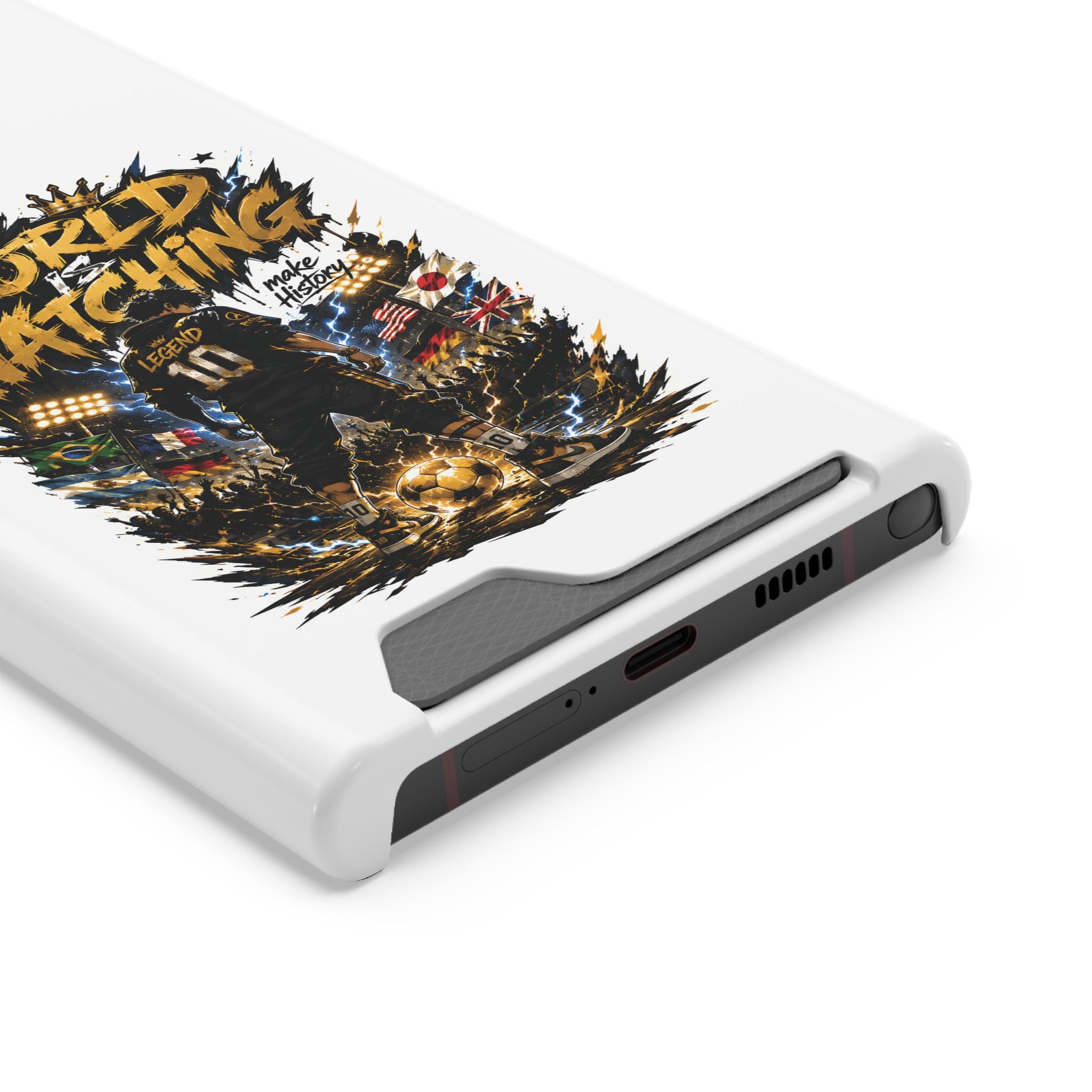 Phone Case — “The World Is Watching” Soccer Card-Holder Case