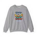 Happy Blob Cartoon Crewneck Sweatshirt | kawaii minimal, thick outline